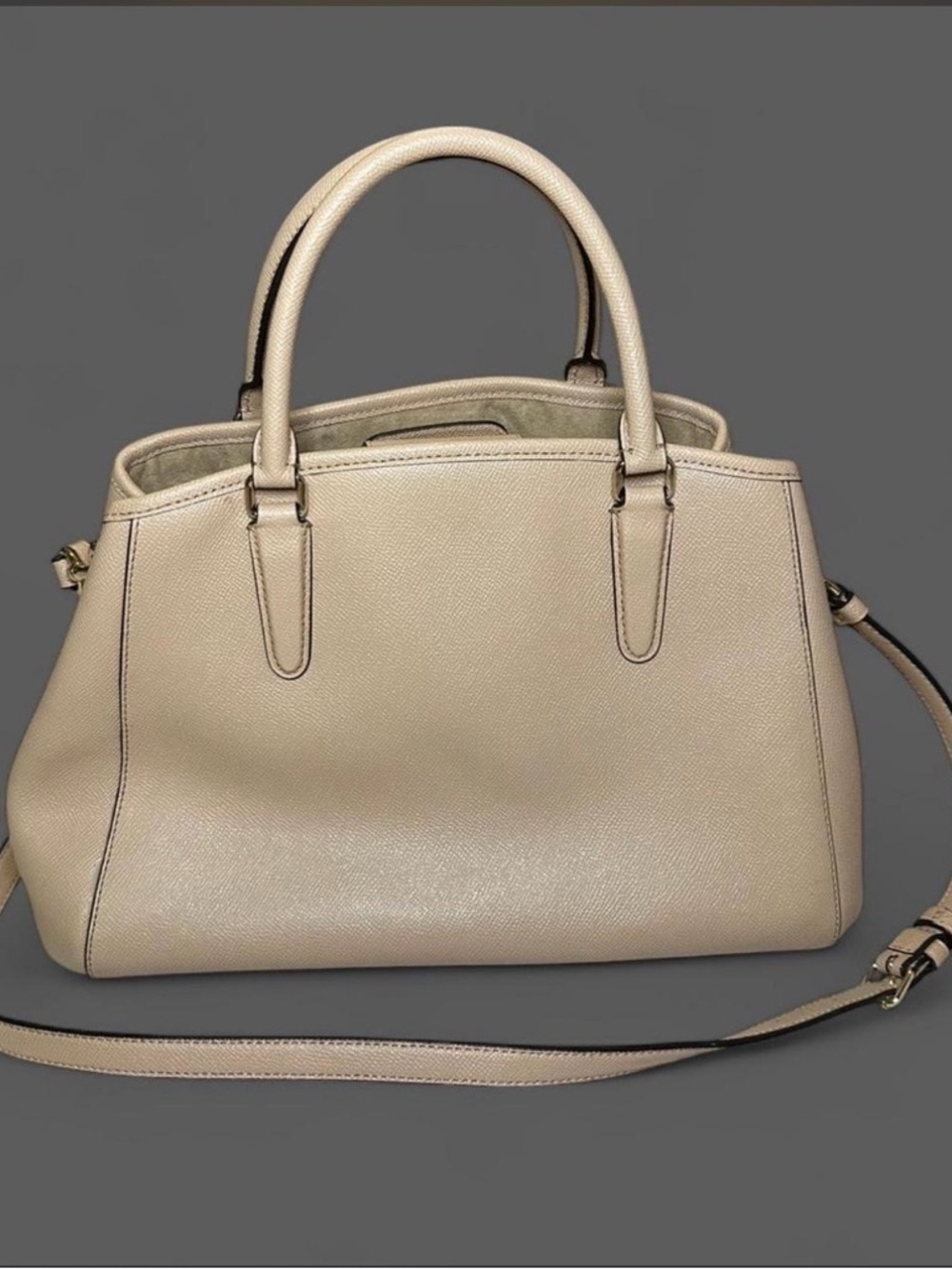 COACH Small Margot Carryall in Crossgrain Leather - Beechwood Beige - Picture 2 of 6